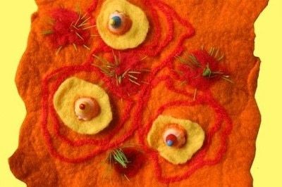 How to make a model or sculpture. Plastic Cake Clownsheads Felted Alonge - Step 18