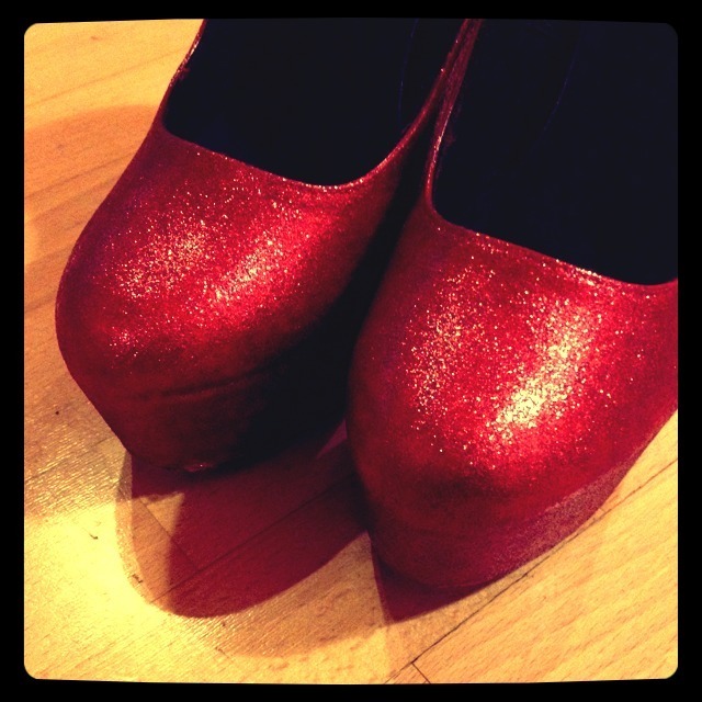ruby red platform shoes